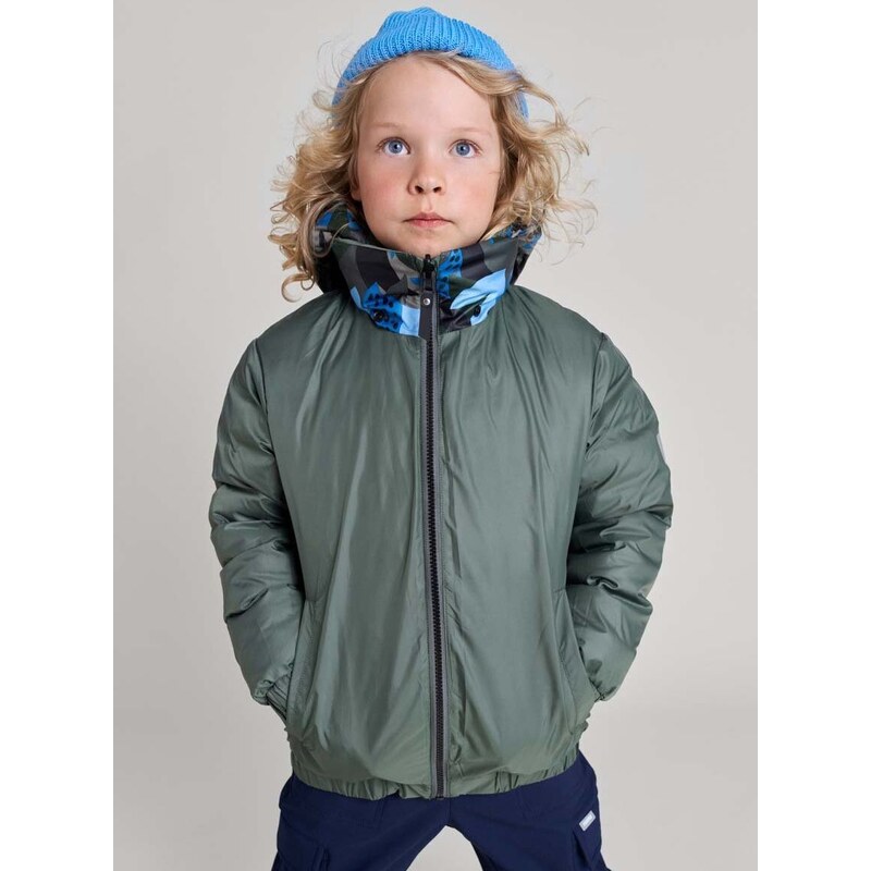 Dětská oboustranná bunda Reima Finnoo zelená barva