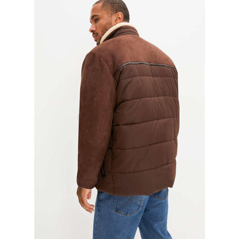 bonprix Zimní bunda ze směsi materiálů, s recyklovaným polyesterem Hnědá