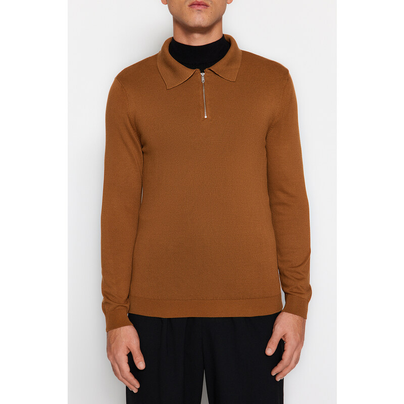 Trendyol Camel Slim Fit Polo Neck Knitwear Sweater