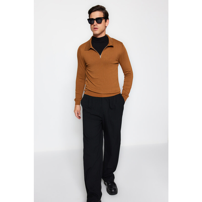 Trendyol Camel Slim Fit Polo Neck Knitwear Sweater