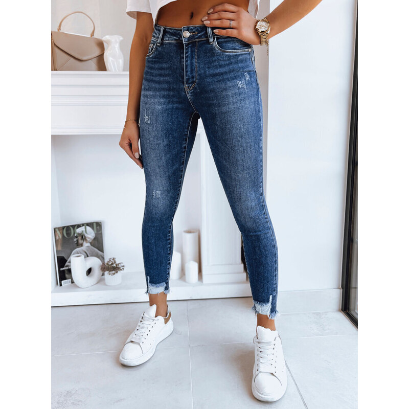 BASIC TMAVĚ MODRÉ SKINNY DŽÍNY DURIN Denim vzor