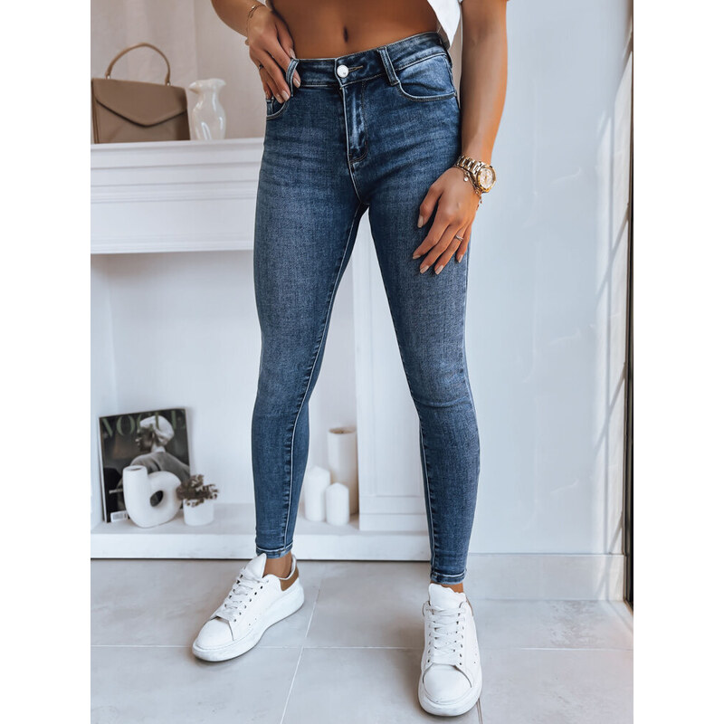 BASIC MODRÉ SKINNY DŽÍNY DIVETTI Denim vzor