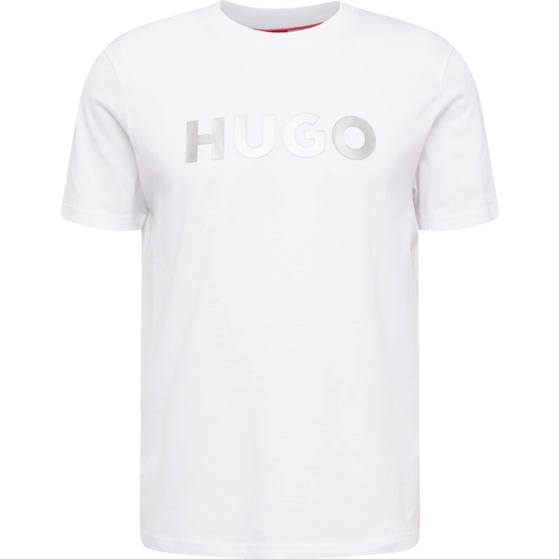 HUGO Red Tričko 'Dulivio' stříbrná / bílá
