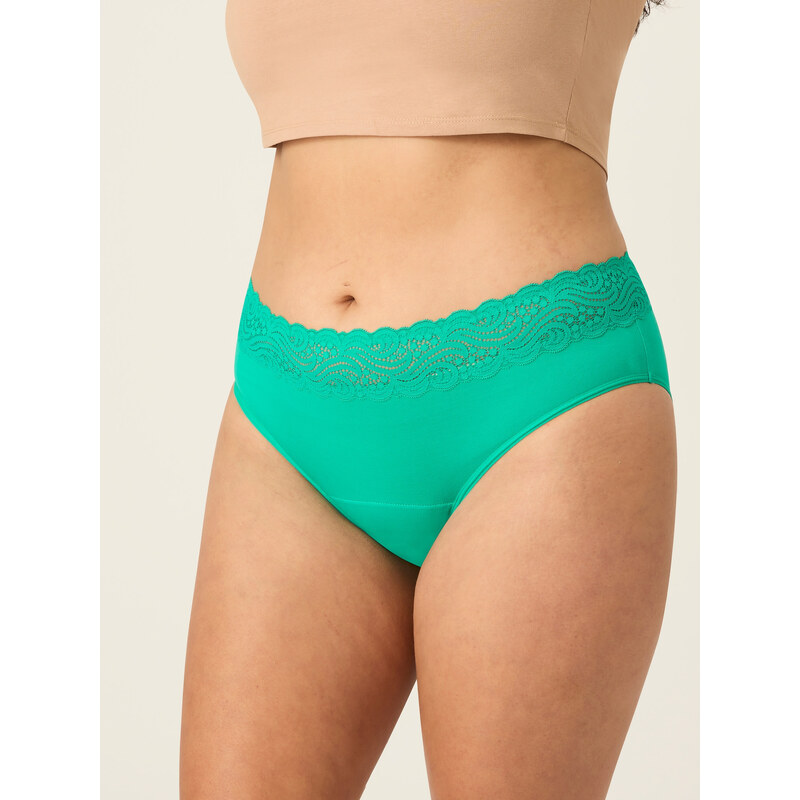 Menstruační kalhotky Modibodi Sensual Hi-Waist Bikini Moderate-Heavy Jade (MODI4038J) XS