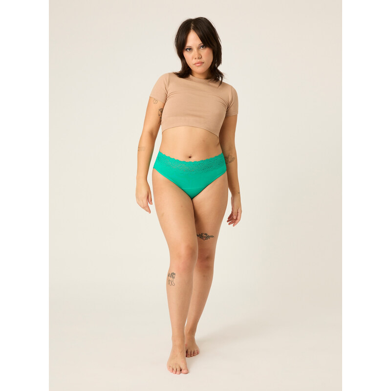 Menstruační kalhotky Modibodi Sensual Hi-Waist Bikini Moderate-Heavy Jade (MODI4038J) XS