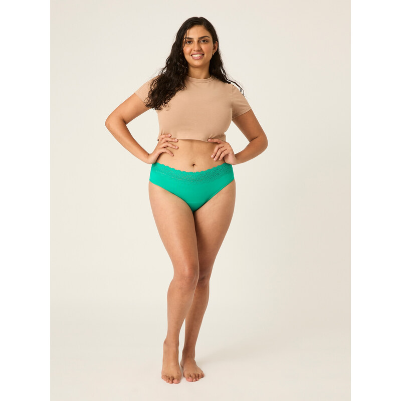 Menstruační kalhotky Modibodi Sensual Hi-Waist Bikini Moderate-Heavy Jade (MODI4038J) XS