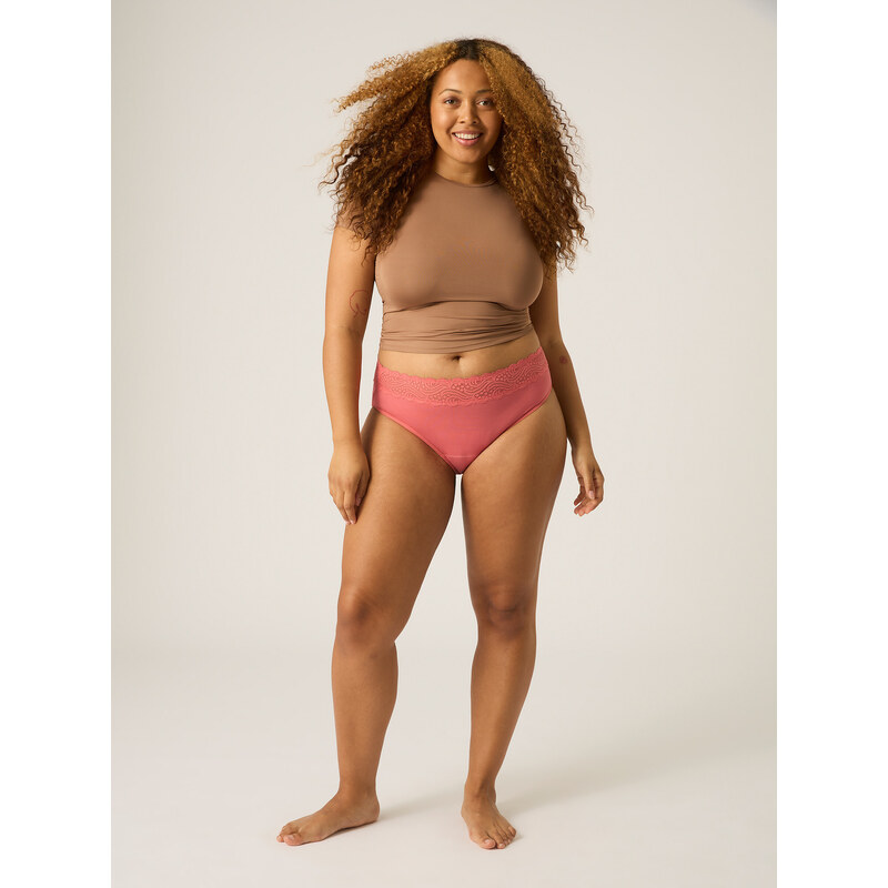 Menstruační kalhotky Modibodi Sensual Hi-Waist Bikini Light-Moderate Art Deco Pink (MODI4035ADP) XS