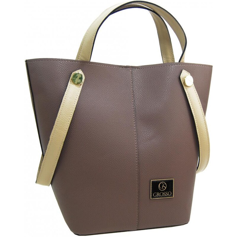 GROSSO Hnědo-béžová shopper kabelka s fialovým nádechem 87484502