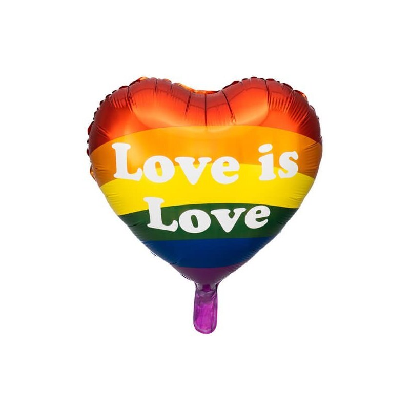 PARTYDECO Fóliový balónek, srdce s nápisem Love is Love - 35cm