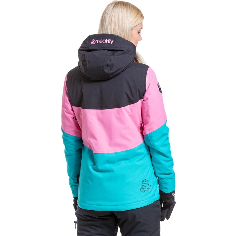 Meatfly dámská SNB & SKI bunda Kirsten Hot Pink/Turquoise | Růžová