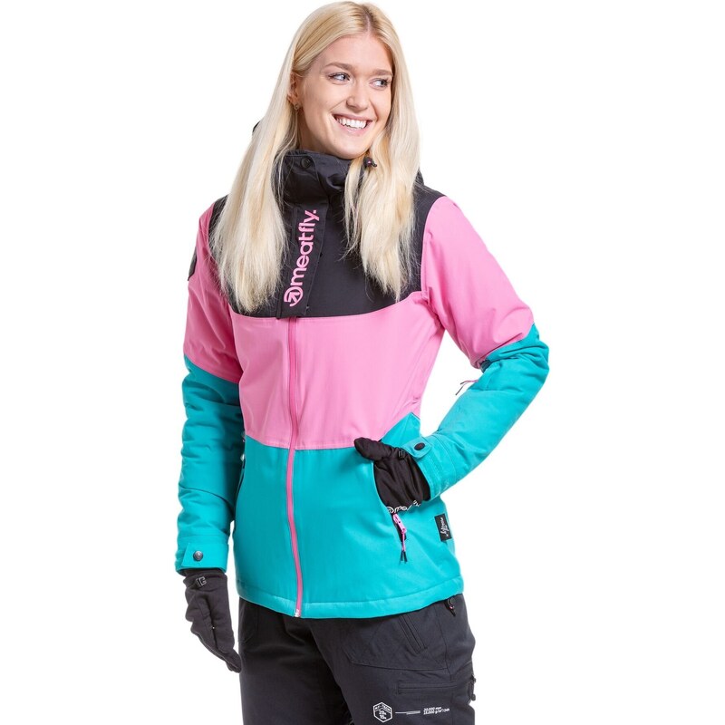 Meatfly dámská SNB & SKI bunda Kirsten Hot Pink/Turquoise | Růžová