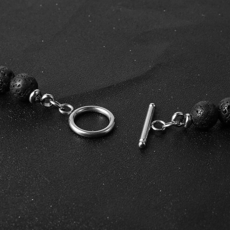 Daniel Dawson Pánský korálkový náhrdelník Mateo - lávový kámen, tygří oko, hematit
