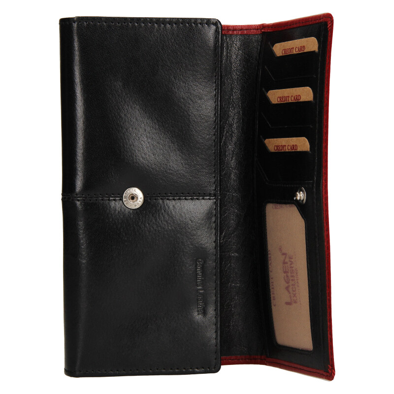 Lagen Dámská kožená peněženka BLC/24228/219 černá/červená