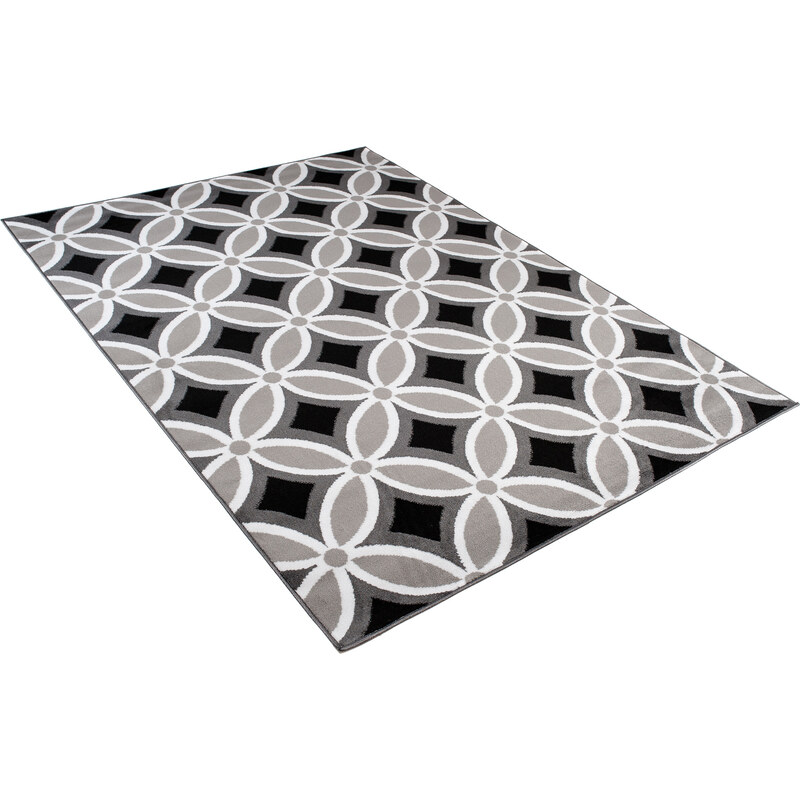 Chemex Kusový koberec Maya - geometrické tvary 3 - šedý/černý Rozměr koberce: 80x150 cm