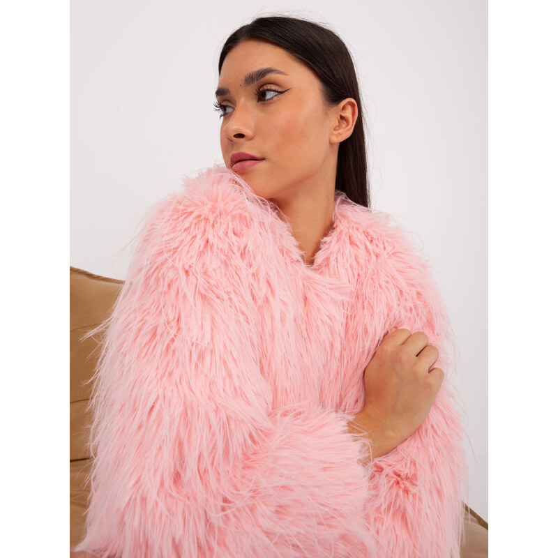 Fashionhunters Světle růžová mezisezónní bunda se zipem