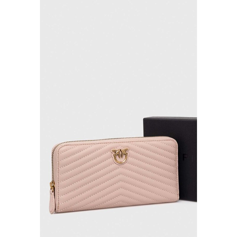 Kožená peněženka Pinko růžová barva, 100250.A0GK