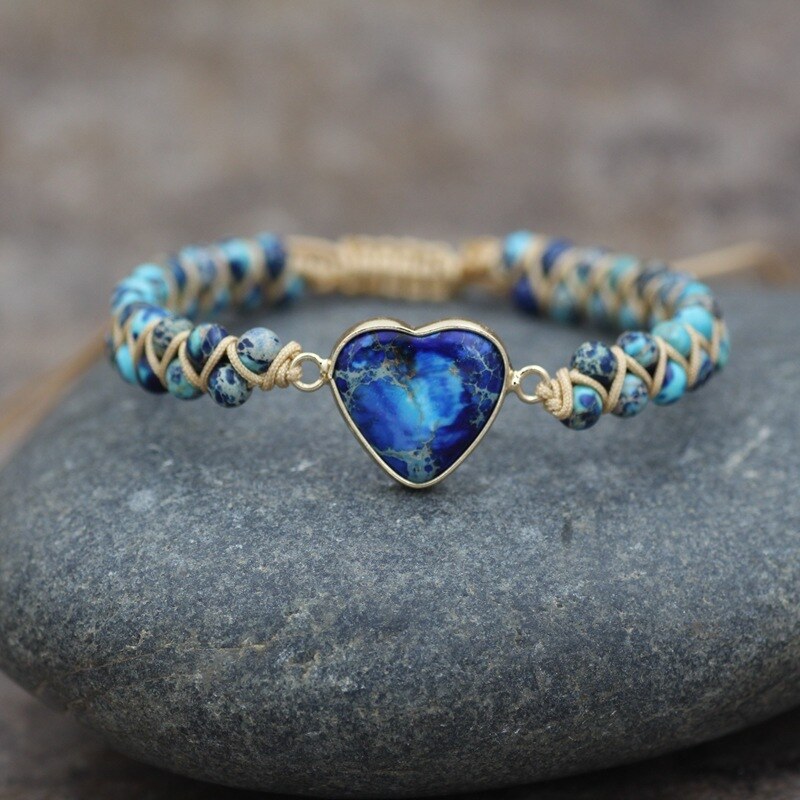 Flor de Cristal Etno náramek Cardíaco Jaspis - modrý - Náramek s kameny