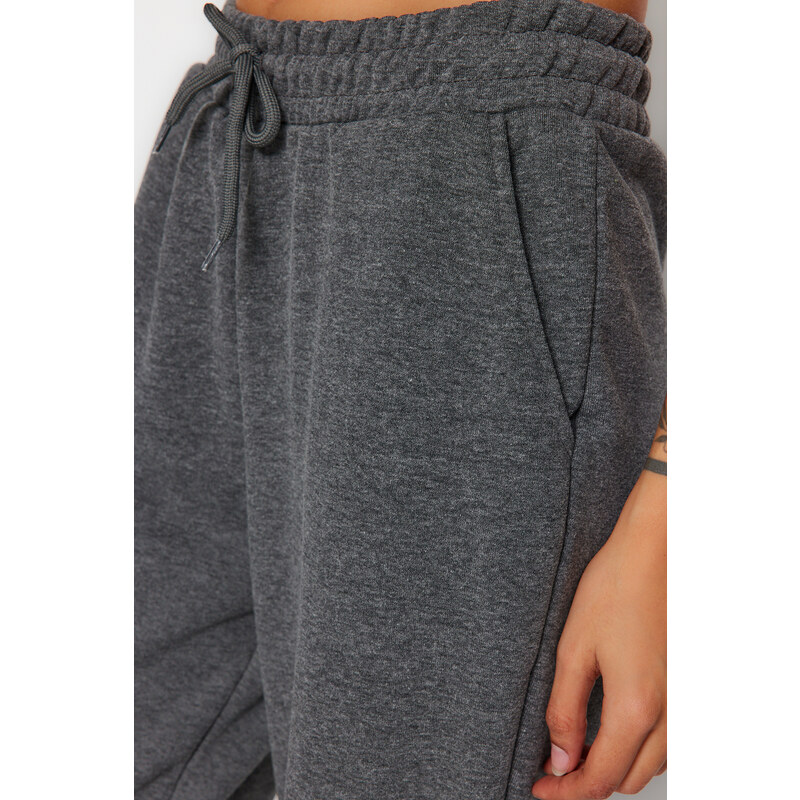 Trendyol Anthracite Loose Jogger Normální pas Tlusté pletené tepláky