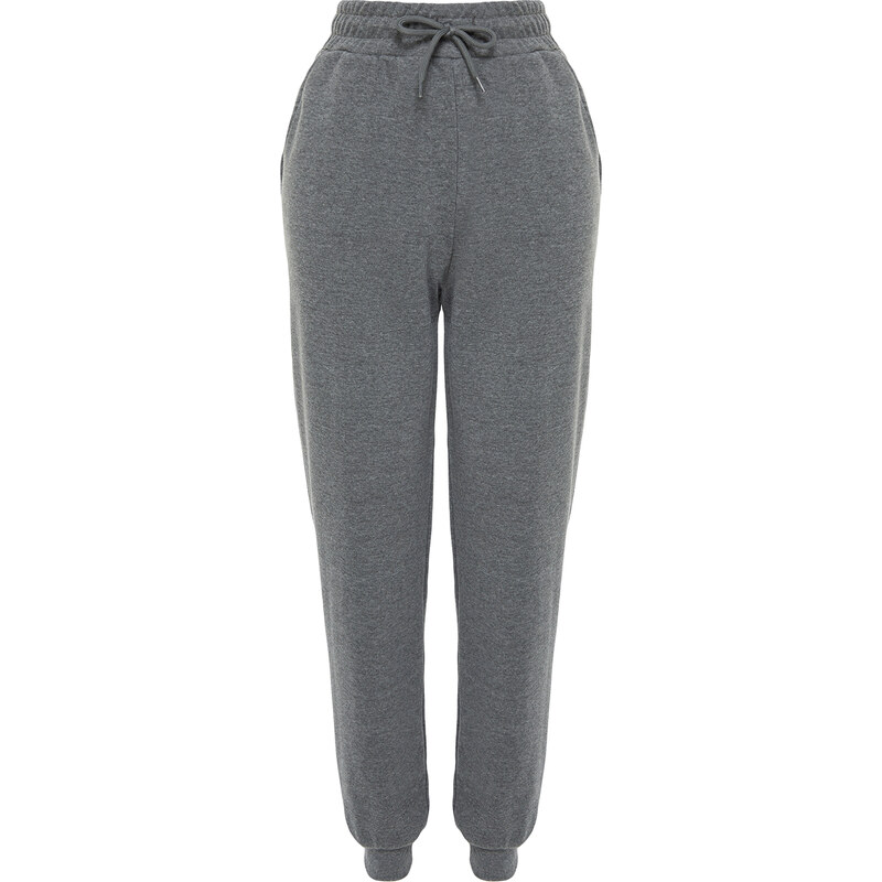 Trendyol Anthracite Loose Jogger Normální pas Tlusté pletené tepláky