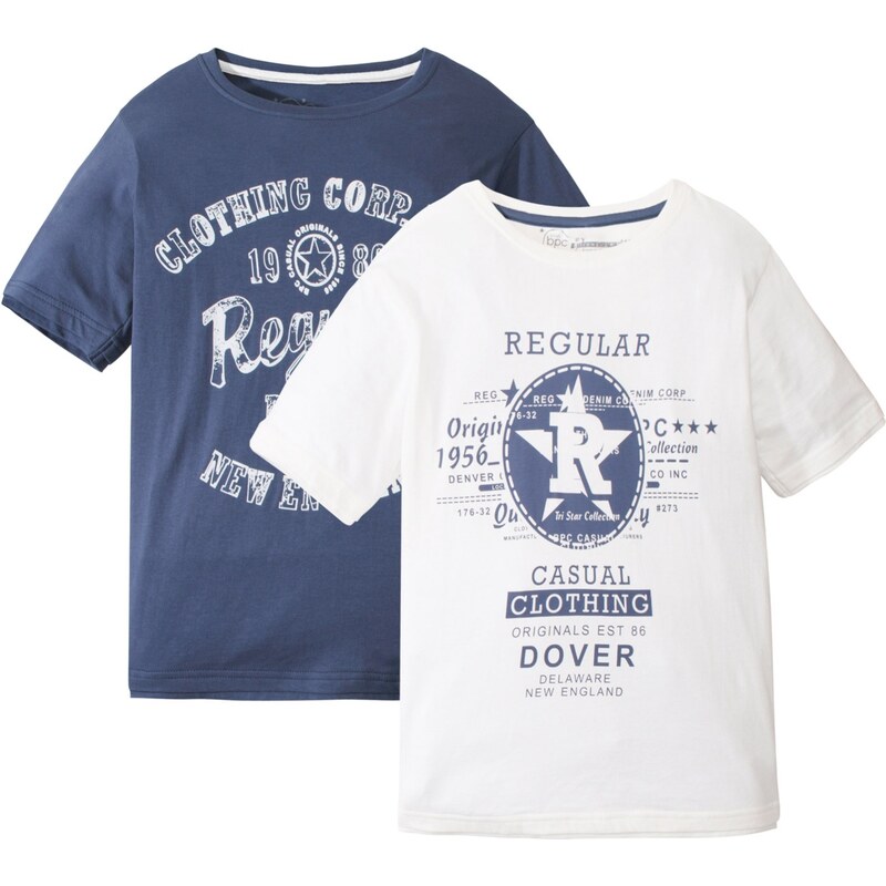 bonprix Tričko pro chlapce z organické bavlny (2 ks v balení) Modrá