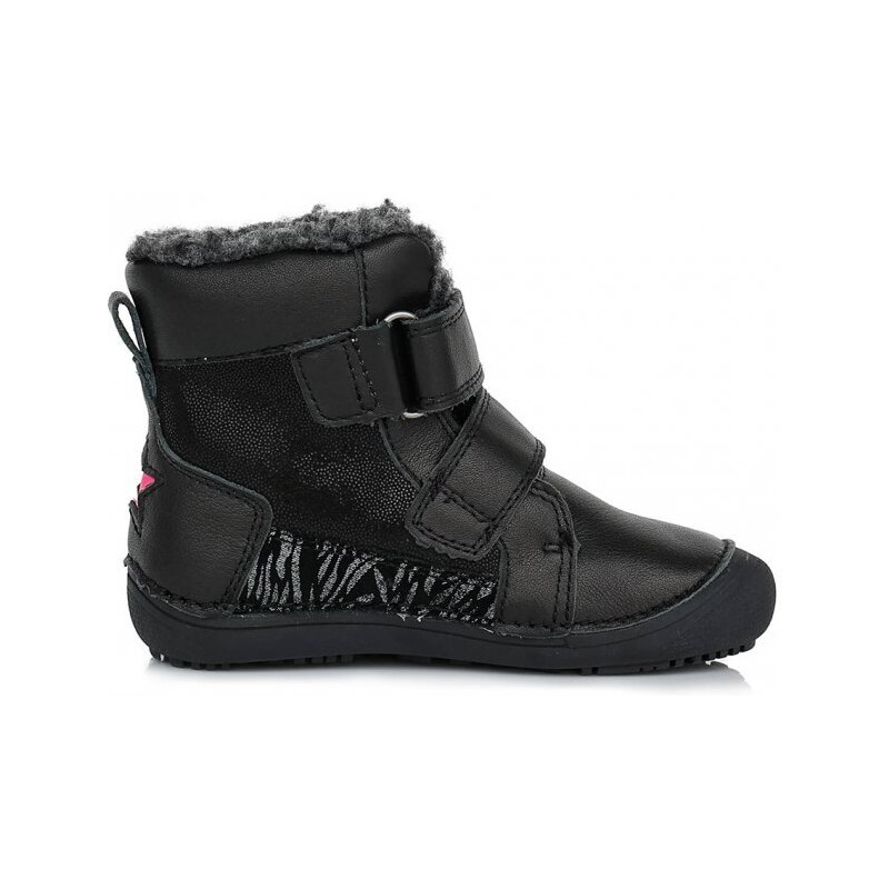 Dívčí černé zimní boty D.D.step W063-356 barefoot
