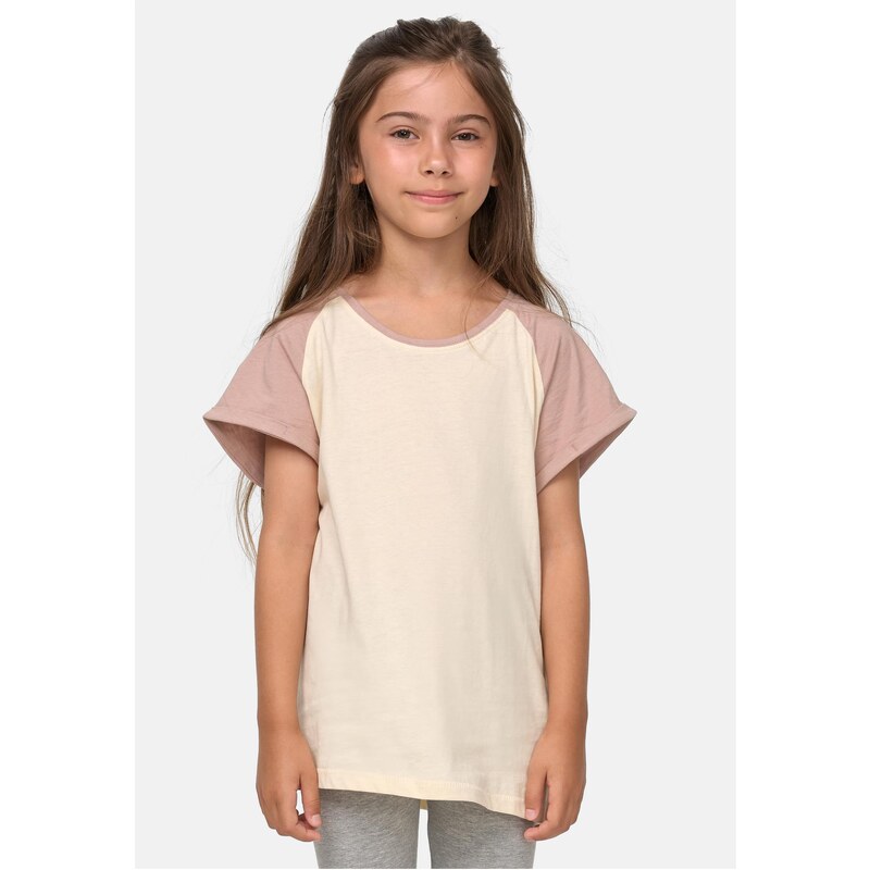 Urban Classics Girls Contrast Raglan Tee whitesand/duskrose