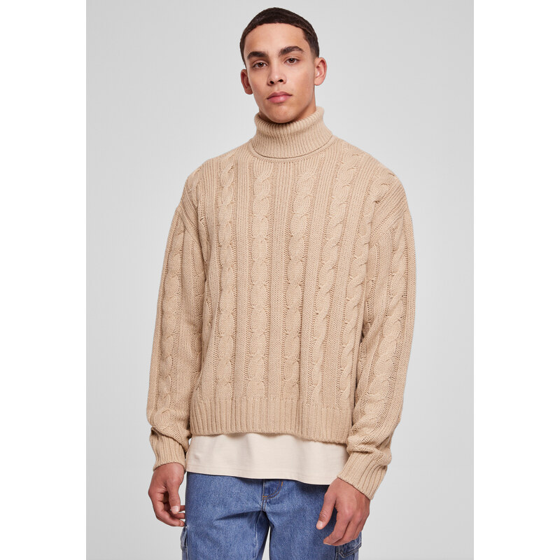 UC Men Boxy Roll Neck Sweater mokrý písek