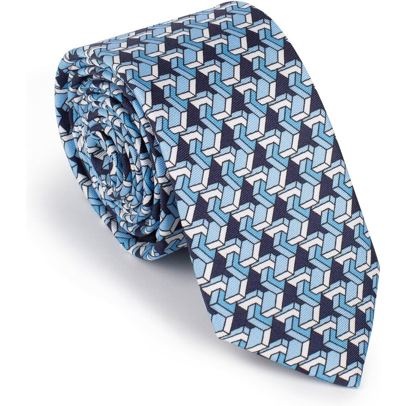 Vzorovaná hedvábná kravata Wittchen, modro-bílá, hedvábí