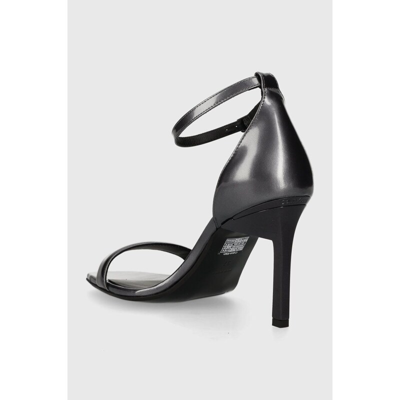 Kožené sandály Calvin Klein GEO STIL SQUARE SANDAL 90-PEARL šedá barva, HW0HW01993