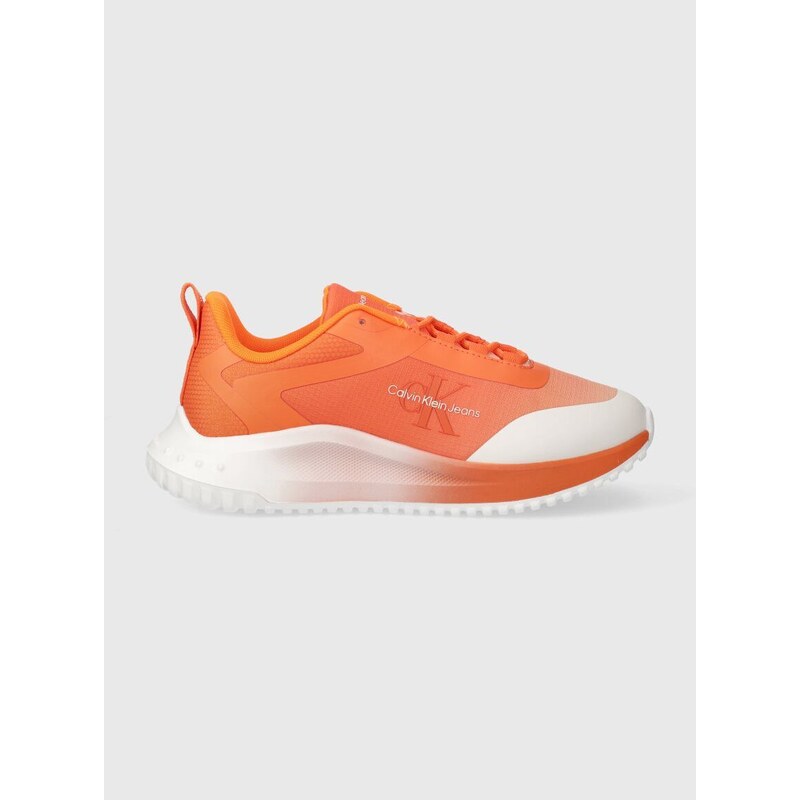 Sneakers boty Calvin Klein Jeans EVA RUNNER LOW LACE MIX SAT WN oranžová barva, YW0YW01456