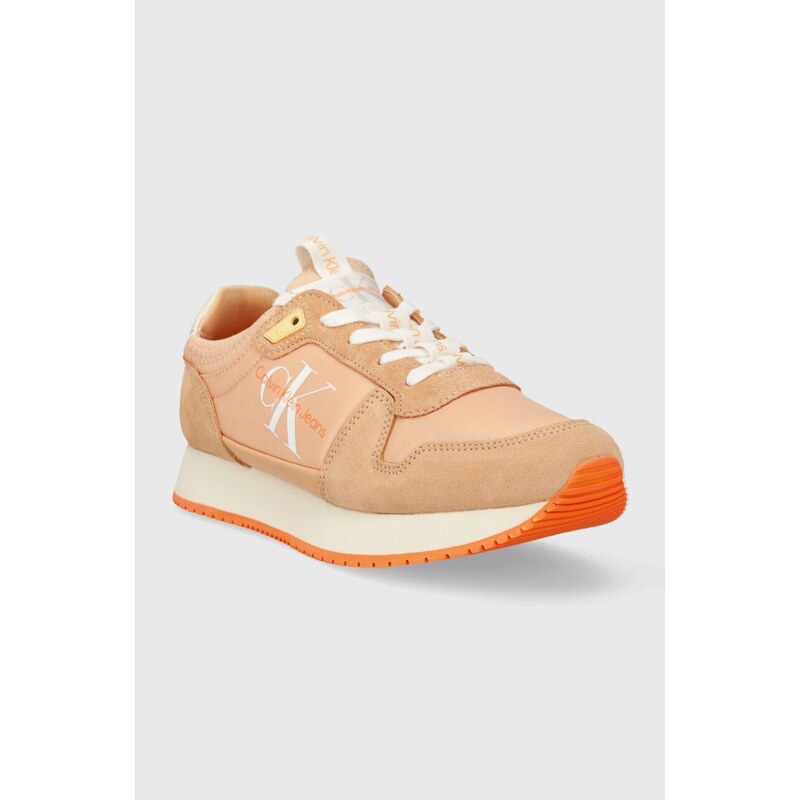 Sneakers boty Calvin Klein Jeans RUNNER SOCK LACE UP NY-LTH W oranžová barva, YW0YW00840