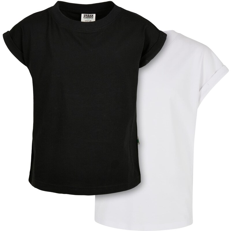 Urban Classics Kids Dívčí organické tričko s prodlouženým ramenem 2-balení černá/bílá