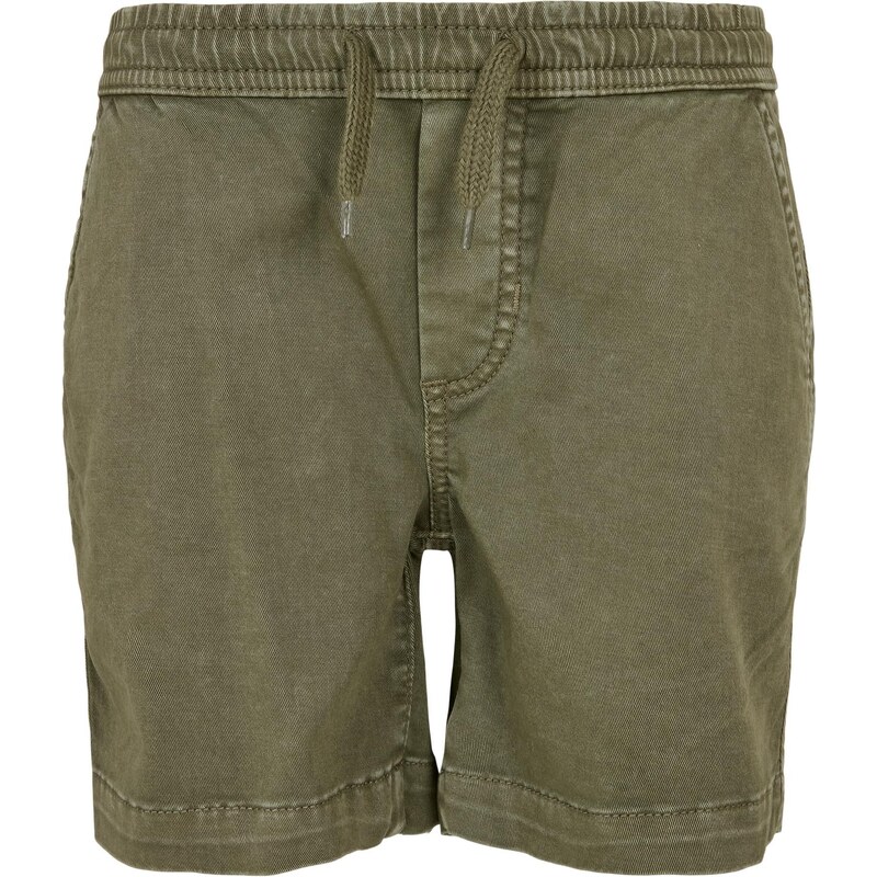 Urban Classics Kids Boys Strech Twill Joggshorts olivové