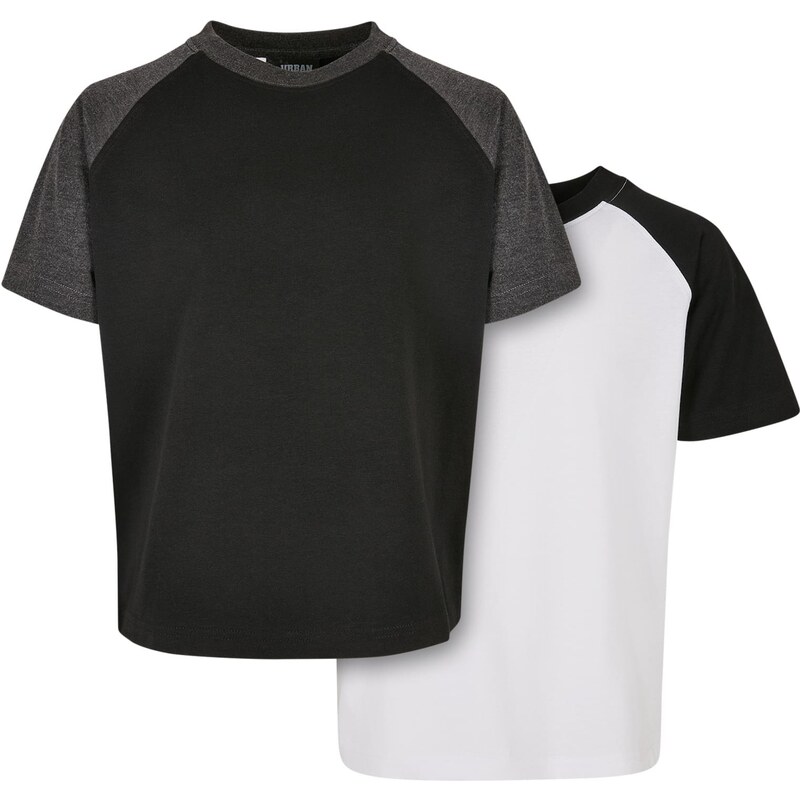 Urban Classics Kids Boys Raglan Contrast Tee 2-Pack bílá/černá+černá/uhlová