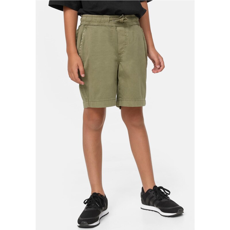 Urban Classics Kids Boys Strech Twill Joggshorts olivové