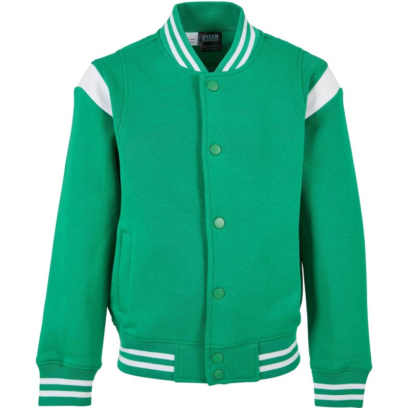 Urban Classics Kids Boys Inset College Sweat Jacket bodegagreen/bílá