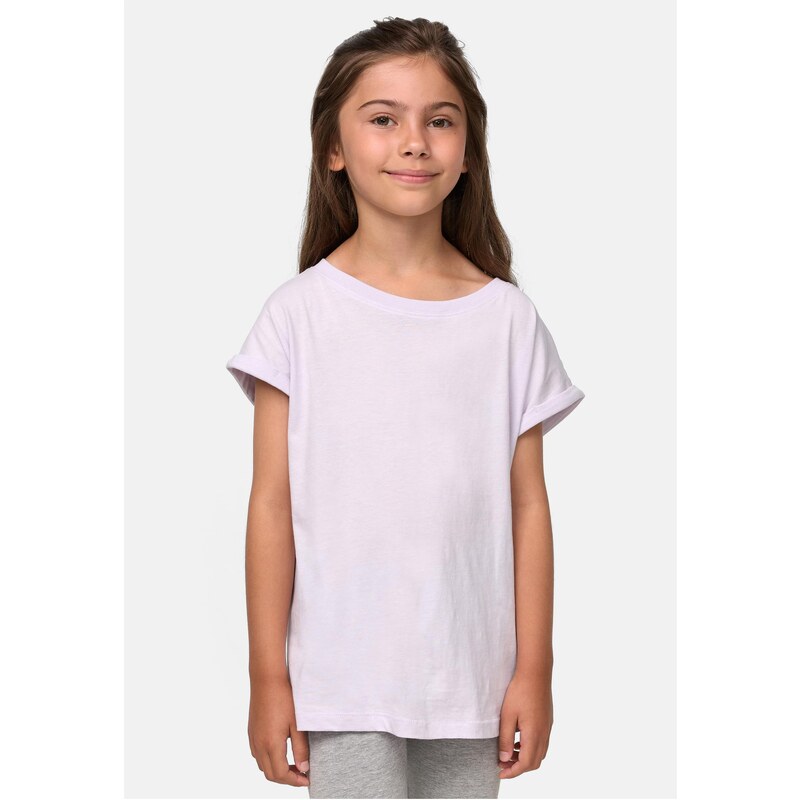 Urban Classics Kids Dívčí organické tričko s prodlouženým ramenem soft lilac