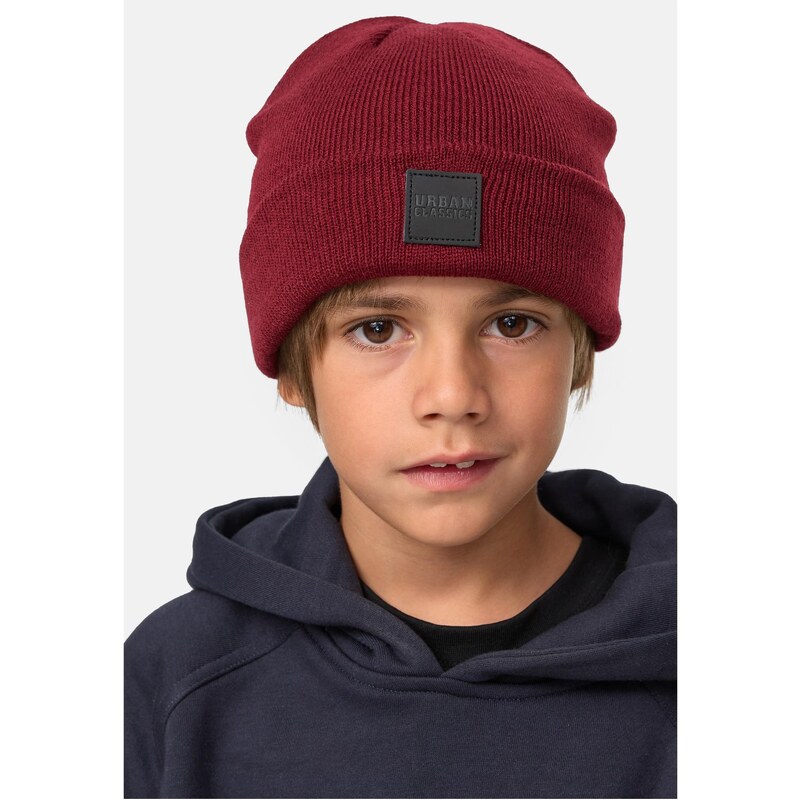 Urban Classics Kids Logopatch Beanie Kids 2-Pack uhlí+bordó