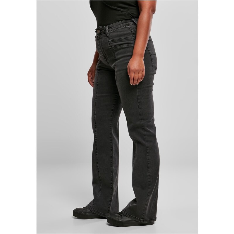 UC Ladies Dámské džíny s vysokým pasem a rovným rozparkem - černé
