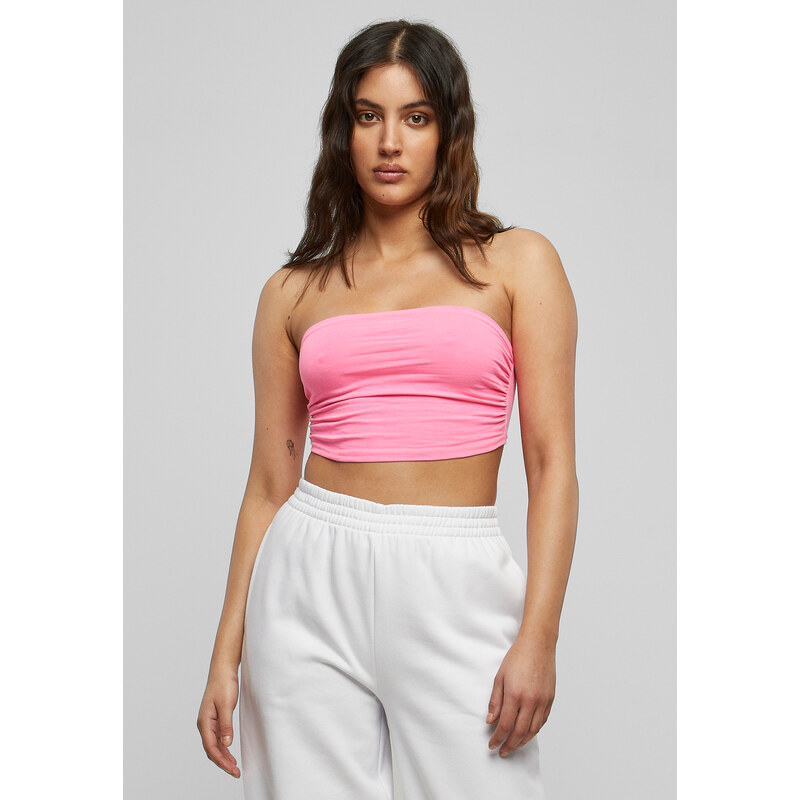 Urban Classics Dámská Neon Bandeau Top neonrůžová