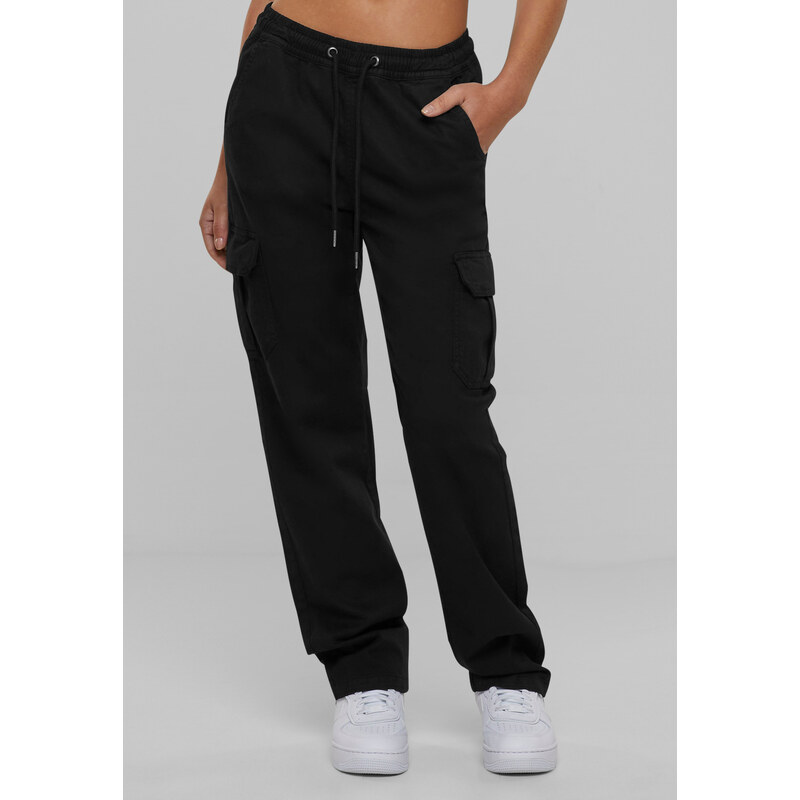 Urban Classics Dámské kalhoty Cargo Twill s vysokým pasem černé