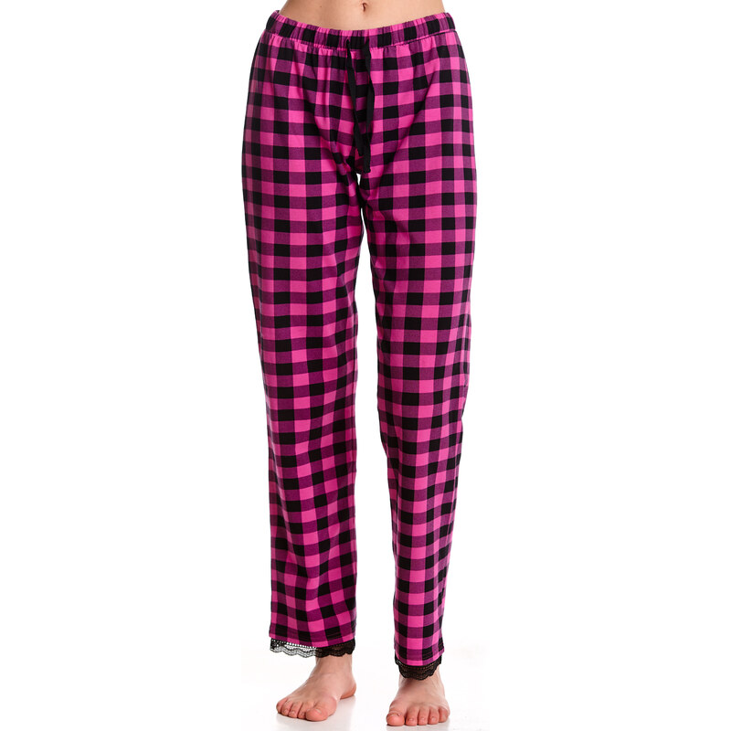 Pink Checkered - růžové kostkované pyžamové kalhoty Pussy Deluxe