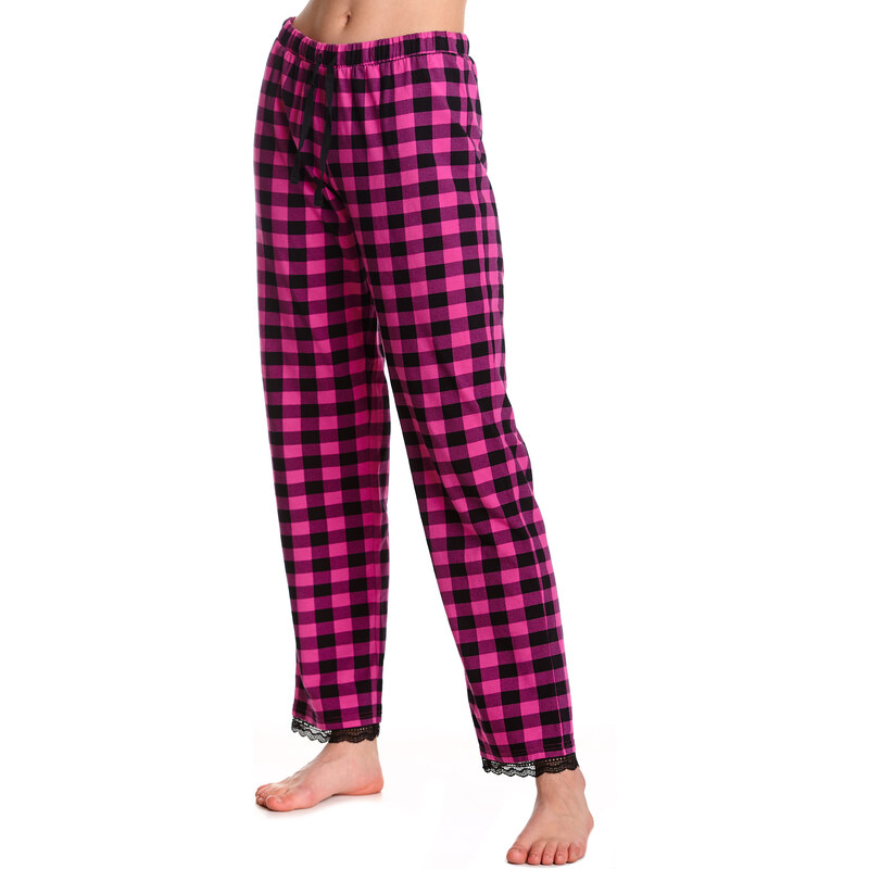 Pink Checkered - růžové kostkované pyžamové kalhoty Pussy Deluxe