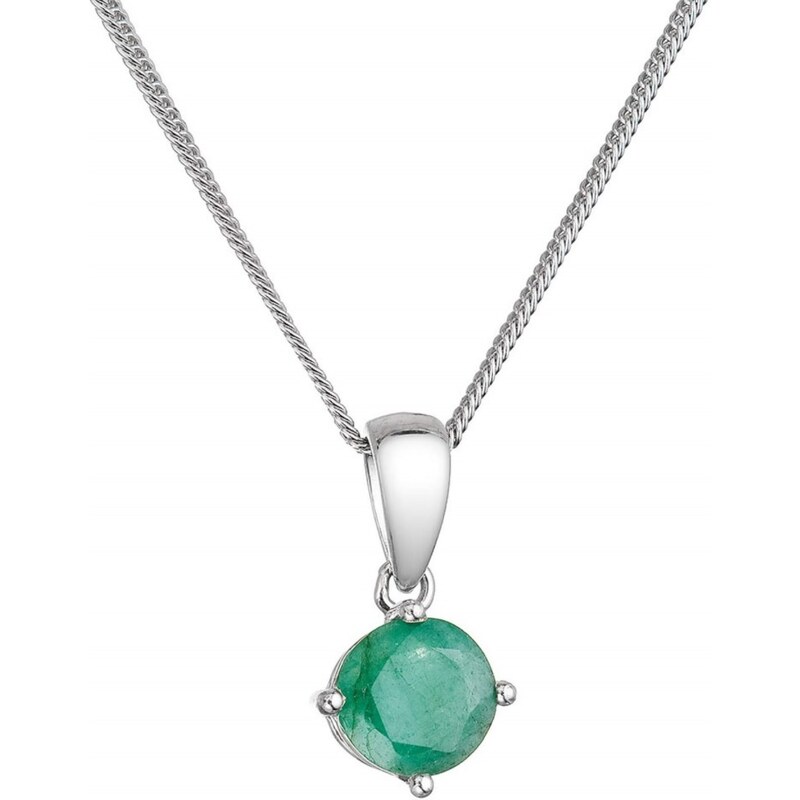 EVOLUTION GROUP CZ Stříbrný náhrdelník s přírodním smaragdem