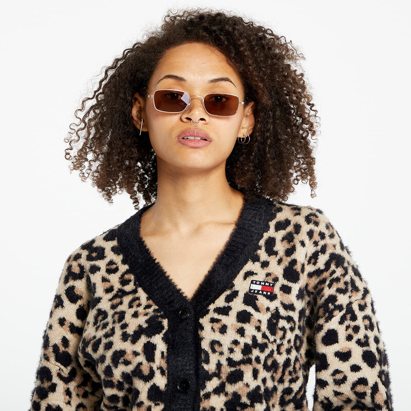 Tommy Hilfiger Dámský svetr Tommy Jeans Leopard Cardigan Beige