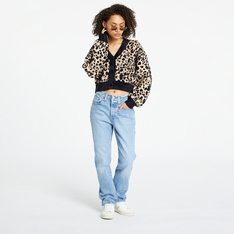 Tommy Hilfiger Dámský svetr Tommy Jeans Leopard Cardigan Beige