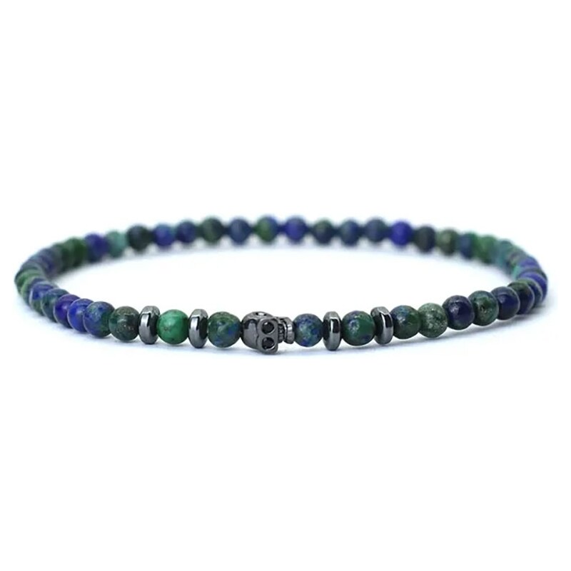 Daniel Dawson Korálkový náramek Dario 4 mm lapis lazuli, ocelová lebka 87582710