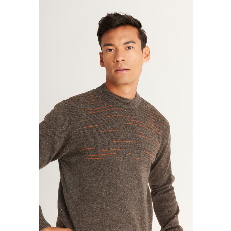 AC&Co / Altınyıldız Classics Men's Brown-orange Standard Fit Regular Cut Half Turtleneck Knitwear Sweater