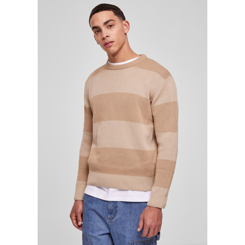 Urban Classics Pánský svetr Striped béžový