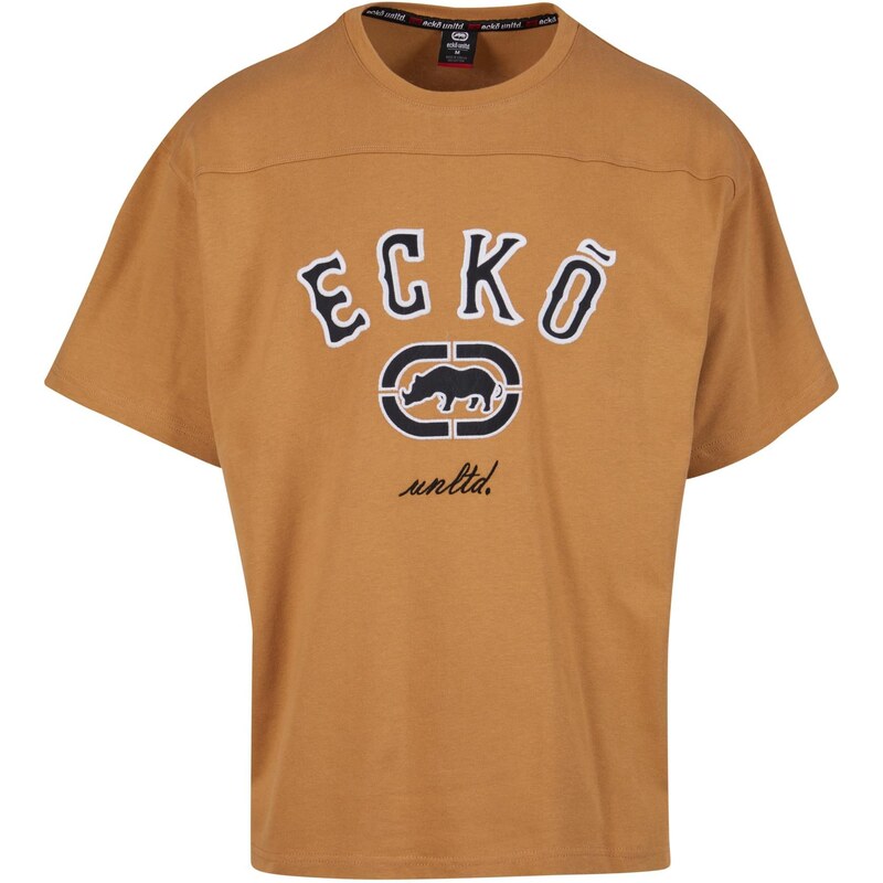 Společnost Ecko Unltd. Hnědé tričko Boxy Cut